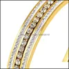 Bangle Fashion Bangle Ornament Wholesale Titanium Steel Diamond Bracelet Womens Wide Face Stainless Bracelets Clasp Sier Rose Gold D Dhtgp