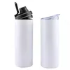 Wholesale 20oz Sublimation Straight Tumbler Double Wall Stainless Steel Vacuum Insulated Cups Bottle With Two Lids Straws C1013