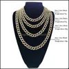 Подвесные ожерелья Hip Hop Bling Fashion Chains Jewelry Mens Gold Sier Miami Кубинская связь ожерелья цепочки алмазы.