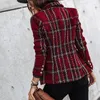 Women's Jackets Slim Blazer Coat 4 Colors Double-breasted Plaid Shape Long-sleeve Women Office Spring Autumn Suit Tweed Jacket