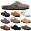 Nieuwe designer Boston zomerkurk platte pantoffels Modeontwerpen leren pantoffels Favoriete strandsandalen Casual schoenen Klompen voor dames Heren zakhoofd Arizona Mayari 35-46