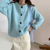 Kvinnors stickor Limiguyue Korean Soft Milk Mohair Cardigans Lossa tjocka enkelbröstade tröjor Vintage o-hals långärmad stickade toppar K3416