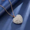 Pingente colares na moda cristal amor coração neckalce para mulheres corrente de aço inoxidável brilhante strass moda jóias amante bonito213v