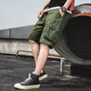 Herr shorts sommar casual last män bomull fasta band fickor streetwear mens knä längd homme g221012