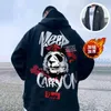 Men's Hoodies Autumn Winter Men Fleece Sweatshirt Hooded Funny Cartoon Mferlier High Streetwear Cool Hip Hop Zipper