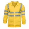 メンズフーディーhi viz vis bis high visibilityジャケットプルオーバーフーディーワークジップフード付きスウェットシャツフリースM-4xl