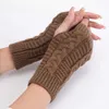 Fingerless Gloves Unisex Twist Knitted Gloves Autumn Winter Short Fingerless Gloves Keep Warm Open Half Finger Mitten Arm Sleeve Arm Warmer J221008