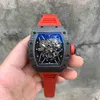 Relógios de luxo masculinos de luxo Richadmills relógios automáticos de fibra Squa Square Hollo