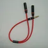 Czerwony Aux kablowy przewód przedłużaczy 3,5 mm gniazdo kabli audio Mężczyzna do 2 samica zestaw słuchawkowego Y Rozdzielacz do laptopa na telefon
