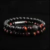 Браслеты очарования 2pc/Set Natural Tiger Eye Pearl Bears Bracelet Set Set для мужчин и женщин Эластичный материал на запястье Accesstori Dhej7