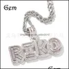 Collane con ciondolo A-Z Collana con ciondolo con lettere mini baguette personalizzate con nome Uomo Zircone Regalo Commissione Gioielli Hip Hop 669 Q2 Drop Dhb8P