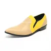 Slip Shoes on Dress 509 for Men Patchwork Mixed Color Genuine Leather Party Pointed Toe Wedding Plus Size 36-47