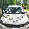 Decoratieve bloemen Witte roos kunstmatige bloem voor bruiloftauto decoratie bruidsdecoraties deurgreep linten zijde zijden