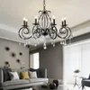 Chandeliers Chandelier Black Crystal 6 Light Elegant Iron Ceiling Fixture For Bedroom Farmhouse