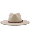 Bérets Arrivel vente en gros 9.5 cm grand bord laine feutre Fedora chapeau pour femmes hommes élégant Vintage coton solide à la mode