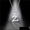 Pendant Necklaces Sier Color 26 Letters Jewelry English Alphabe Necklaces For Women Choker A B C D E F G H I J K L M N O P Q R S T U Dhknf