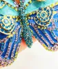 Hanger kettingen van hoge kwaliteit blauw email vlinder groot met kristal strass bead statement ketting