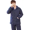 M￤ns s￶mnkl￤der M￤ns rutiga m￶nster Pyjama St￤ller in tre lager f￶rtjockande vinterpyjamas m￤n quiltade jacka bomullspyjamas stora g￥rdar l-3xl