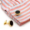 Boutons de manchette hommes mode noir personnalisé rond or chemise décontractée formelle boutons de manchette cadeaux de mariage boutons bijoux
