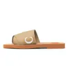 Skor casual designer chole woody canvas glider män sandal tofflor skjutreglage sandaler pantoufle mens kvinnor tofflor platta formen lyx