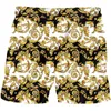 Heren shorts Nieuwheid 3d gouden bloemendruk Barokstijl Boardshorts Zomer korte broek luxe Royal Hip Hop Homme Groothandel G221012