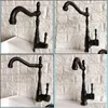 Rubinetti per lavabo Bagno Rubinetti per lavabo Rubinetto per bagno e acqua fredda Bocca girevole Bronzo nero Montaggio su piano Lavandino Rubinetti per acqua di vanità Tnf Ot1Vx