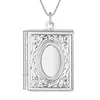 Hänge Halsband Pure Silver 925 Charm För Kvinnor Fyrkantig Öppningsbar Po Medaljon Halsband Kedja Vintage Lover Smycken Bijoux