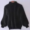Damskie dzianiny Koszulki białe mohair miękkie dzianiny Sweter gęstwy gęstość golowego SWEATK AUTN WITY LATER LANTIVE Casual Solid Pullover Pull Femme T221012
