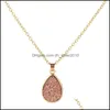 Pendant Necklaces Fashion 4Colors Druzy Drusy Necklace Gold Plated Geometry Faux Natural Stone Resin For Women Jewelry 244 T2 Drop D Dhstj