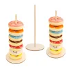 FESTIPES DE FESTIPES DONUTOS DE WOOD STANDS Bagels Display para Decorações de mesa de aniversário de casamento de chá de bebê KDJK2210