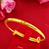 Armbanden eenvoudige bruiloft geel gouden armband verstelbare duwbunge 24k verguld voor vrouwen bruid verloving jubileum sieraden geschenken