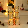 Christmas Decorations Wooden Luminous Small House Tree Shape Carved Night Light Year Home Holiday Decoration Creative Ornament