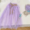 Princess Party Dress Up Cloaks Shawls for Little Girls Summer Blue Pink White Conteleful Cearins Tulle Cape Halloween Christmas Company