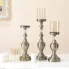 Titulares de vela Iron Casamento Candlestick Glass Ball Crystal Candelabra Centerpieces Acessórios para decoração de casa Arte moderna