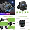 Kit de carro Bluetooth FM Transmissor Aux Modator Bluetooth Hands Car Kit O MP3 Player com 3.1a Carga rápida dupla USB Drop Delive Delive Dhpia