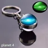 Mäns och kvinnors nyckelringar Glöd i det mörka solsystemet Planet Key Ring Lanyards Galaxy Nebula Luminous Keychain Moon Earth Sun Double Side Glass Ball Key Chain Chain Chain