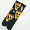 Men's Socks Cartoon Pizza Printed Men's Personalized Pattern Unisex Cotton Knitted Fashion Street Sports Funny