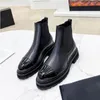 High quality Chelsea boots thick soled leather overshoot combat color contrast low heel Martin ankle luxury designer Knight boots