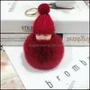 Nyckelringar Söt Slee Baby Doll Nyckelringar Mjuk kanin Pälsboll Pompom Keychains Holder Fashion Car KeyFobs Bag Pendant Accessories Drop DHC6G