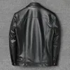 メンズレザーフェイクマンカウハイドジャケット本物のカジュアルジャケットリアルナチュラルコートスプリングと秋の服のサイズS5XL 221012