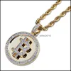 Collane con ciondolo Gioielli Hip Hop Collana con ciondolo moneta ghiacciata Catena in oro per uomo Zircone Mens Drop Delivery 2022 Collane Pendenti Dh20Q