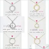 Pendant Necklaces I Love Mom Circle Pendant Choker Necklaces With Card Gold Sier Cz Chain For Women Fashion Jewelry Mothers Day Gift Dh1Fe