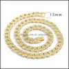 Подвесные ожерелья Hip Hop Bling Fashion Chains Jewelry Mens Gold Sier Miami Кубинская связь ожерелья цепочки алмазы.