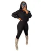 Women's Tracksuits Womens 2 Two Piece Set Sweatsuits Fall Sweater Matching Sets For Long Sleeve Hooded Crop Top Outfits Pants