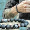 Perles Strands Hommes Lava Rock Huile Essentielle Diffuseur Brins Bracelets Pour Femmes Pierre Naturelle Magnétique Perles En Bois Charme DIY Jewe Dhiec