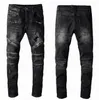 Jeans da uomo Pantaloni hip-hop classici Stilista Distressed Strappato lavato Moto Denim College Boys Skinny Runway Straight Streetwear