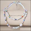 Colliers de perles Bohemian Colorf Perles chaîne Love Letters Collier pour femmes Colliers de perles de poulairs courts