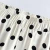 Women's Pants Polka Dot Black White Printing Women's 2022 Spring Korean Fashion High Waist Casual Wide-leg Side Pipe For Women