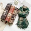 sjaalsontwerper vintage groene plaid sjaal winter Britse klassiek veelzijdige dubbelzijdige imitatie kasjmier kortere Koreaanse versie student slabib uyzx