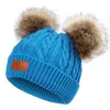 14 Styles Winter Boys Girls Knitted Hat Beanies Thick Baby Cute Double Hair Ball Crochet Cap Infant Toddler Warm Caps Boy Girl Pom8330534